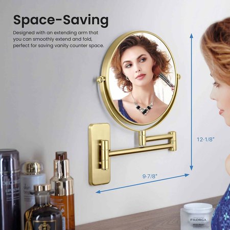 Kibi Wall Mount Magnifying Make Up Mirror - Brush Gold KMM100BG